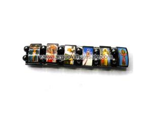 Magnetic Hematite Religious Sealed Icon Bracelet 7.8inch